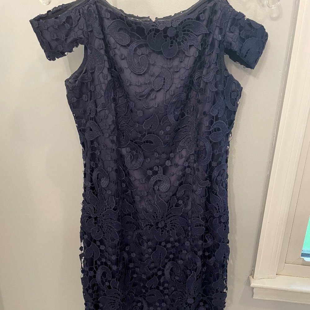Adrianna Papell Navy Sheath Cocktail Dress